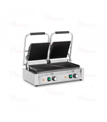 Machine à panini double - 3 600 W - Rainurée